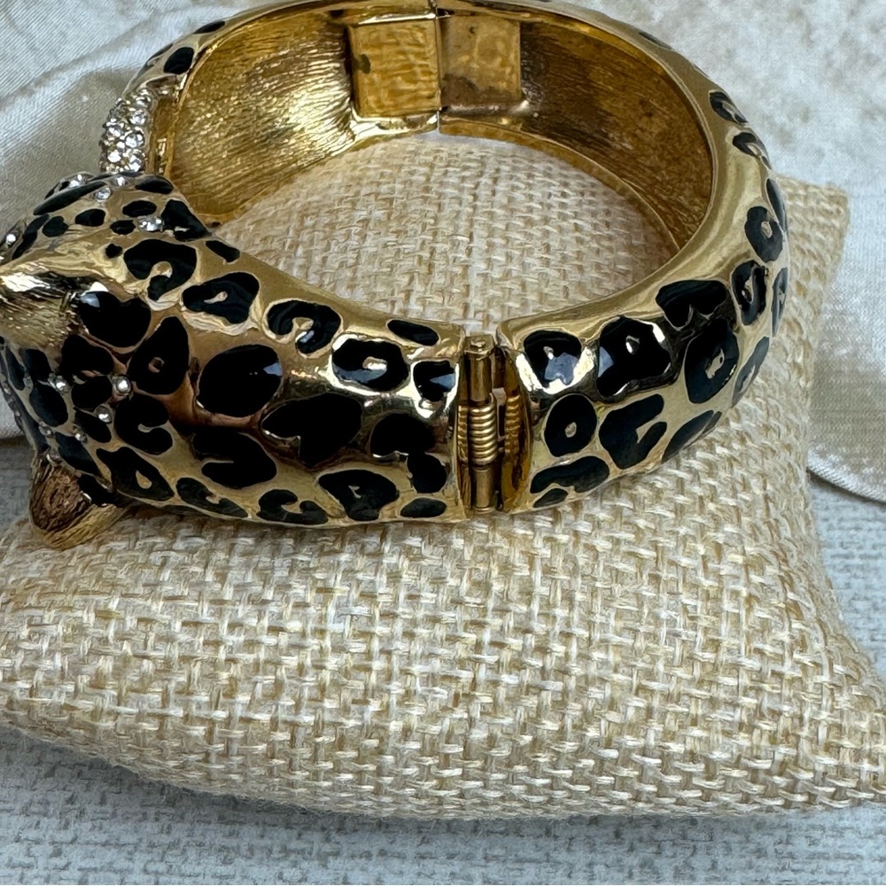 Vintage Ciner Click Clack Hinged Leopard Bracelet - Picture 7 of 10